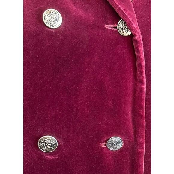 Vtg Betty Rose Burgundy Red Velvet Double Button 3/4 Length Coat Victorian Sz L? - Picture 3 of 9